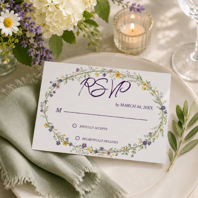 Enkel Modern Blommig Klassisk Bröllops-RSVP OSA Kort (Skapare uppladdad)