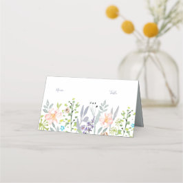Enkel, modern blommigt, grönt bröllopsmottagning placeringskort