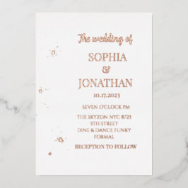 Enkel modern blommigt guld foil bröllop