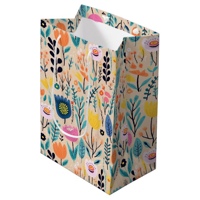 Enkel modern blomsterillustration i folkkonststil (Framsidan Vinklad)