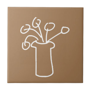 Enkel, modern blomvita kakelplatta