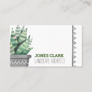 Enkel modern Boho Greenery Succulents botaniska Visitkort