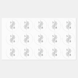 Enkel modern Boho Monogram Mandala Bröllop Klistermärke