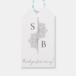 Enkel modern Boho Monogram Mandala Bröllop Presentetikett