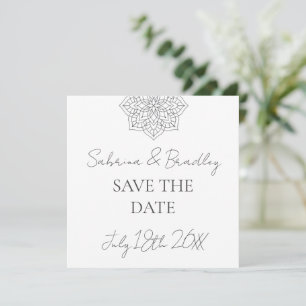Enkel Modern Boho Monogram Mandala Bröllop Spara Datumet