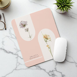 Enkel modern Boho Wildblommor på mjuk Rosa Musmatta