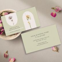 Enkel Modern Boho Wildblommor på Sage Grönt
