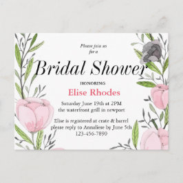 Enkel, modern botanisk blommigt andedräkt inbjudan vykort