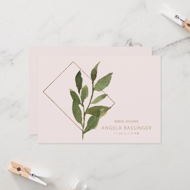 Enkel modern  botanisk Möhippa Inbjudningar (Fram/Back In Situ)