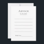 Enkel Modern Bröllop Advice Card Rådkort<br><div class="desc">Denna enkla moderna utformning av rådgivningskortet för bröllop är en tidlös kombination av klassisk charm och enkelhet i contemporaryn. Med fokus på minimalistiskt stil har den här designen ren linjer, neutralt och en sofistikerad svart-vit palett, vilket garanterar att varje detalj utesluter förfinad enkelhet. Oavsett om du planerar en traditionell ceremoni...</div>