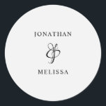 Enkel, modern Bröllop-kuvertsetikettförsegling för Runt Klistermärke<br><div class="desc">Enkel,  modern Bröllop-kuvertsetikettförsegling för skript</div>