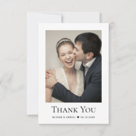 Enkel modern Bröllop Photo Heart liten Tack Kort