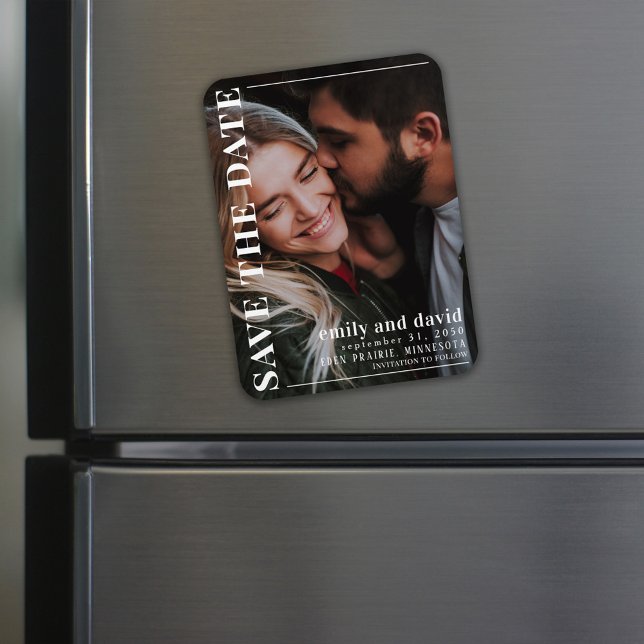 Enkel Modern Bröllopsfoto Spara Datum Magnet (Skapare uppladdad)