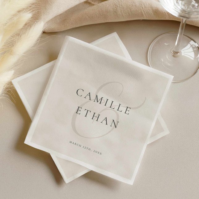 Enkel modern bröllopspapper pappersservett (Elegant Typography Wedding Paper Napkin)