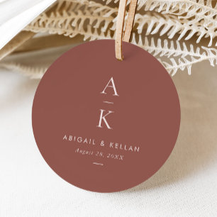 Enkel Modern Brown Monogram Bröllop Gåvor Etiketter