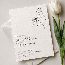Enkel Modern Brud Ritning Bröllopsdusch Inbjudningar