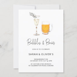 Enkel Modern Bubbles & Brews Förlovning Photo Inv Inbjudningar
