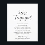 Enkel modern budgetärende bröllopsinbjudan<br><div class="desc">Samtida svart-vita budget bröllopsfest inbjudan med en enkel och minimalistisk layout med "Vi är förlovade" i ett elegant kalligrafi-skrift.  En modern design som passar bra med alla stilar för bröllopsfirande.</div>