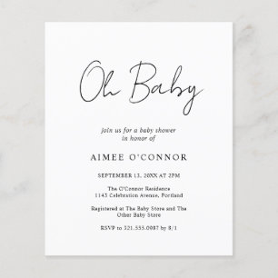 Enkel, modern budgetinbjudan för babyskor