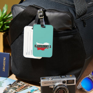 Enkel modern Bulgarien karta Brev Flagga Souvenir Bagagebricka