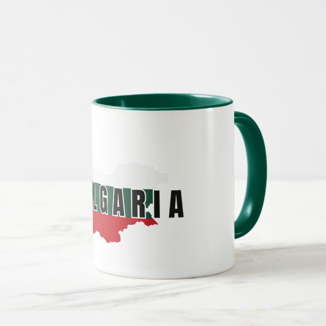 Enkel modern Bulgarien karta Brev Flagga Souvenir Mugg (Framsida höger)