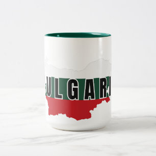 Enkel modern Bulgarien karta Brev Flagga Souvenir Två-Tonad Mugg