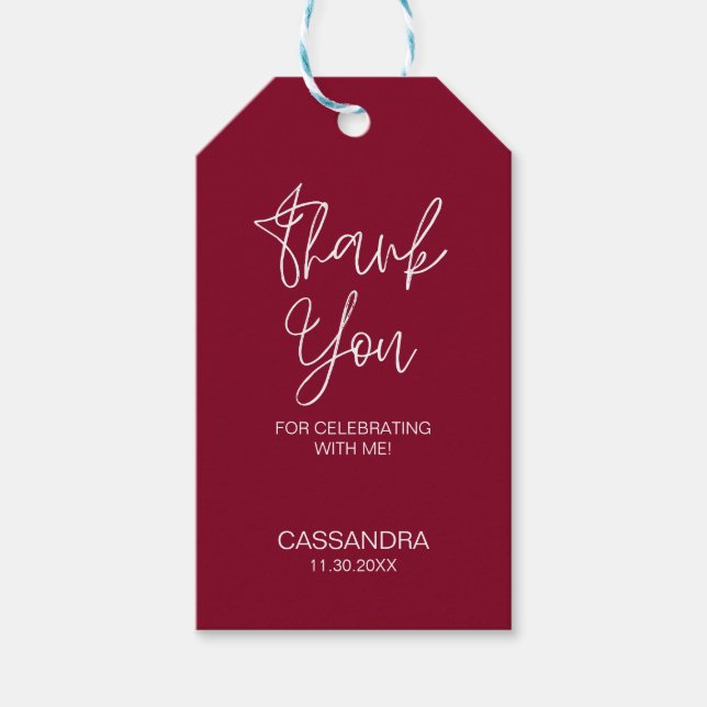 Enkel modern burgundisk typografi, Tack Presentetikett (Framsidan)