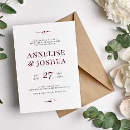 Enkel modern burgundtypografi bröllop inbjudningar