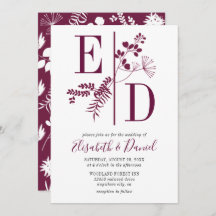 Enkel modern Burgundy Initialer Bröllop