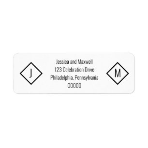Enkel modern BW Diamond Bröllop Geometric Returadress Etikett