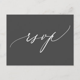 Enkel Modern Calligraphy Black White-Bröllop OSA Inbjudan Vykort