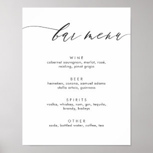 Enkel Modern Calligraphy Pub Menu-signatur Poster