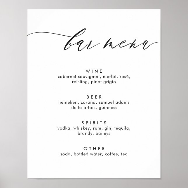 Enkel Modern Calligraphy Pub Menu-signatur Poster (Framsidan)