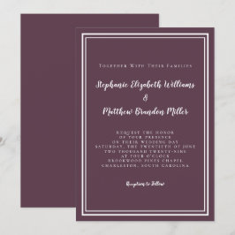 Enkel Modern Chic Lila Plommon Bröllop Minimalisti Inbjudningar