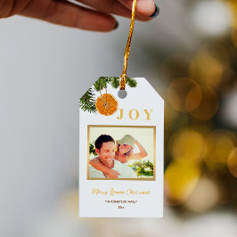 Enkel Modern Citrus God jul Photo Helgdag Presentetikett