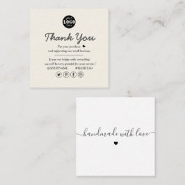 Enkel modern Cream och vit Tack Fyrkantigt Visitkort