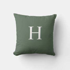 Enkel Modern Dammgrön Monogram Kudde