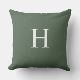 Enkel Modern Dammgrön Monogram Kudde