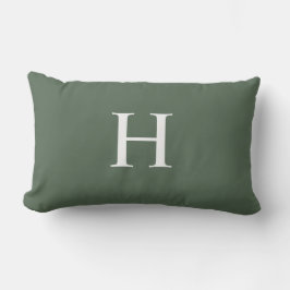 Enkel Modern Dammgrön Monogram Lumbarkudde