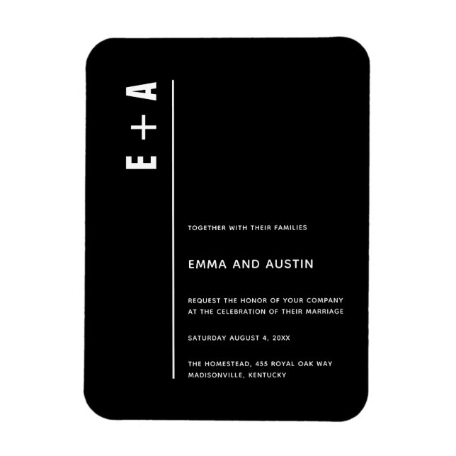 Enkel modern, djärv, minimalistisk Initialer Bröll Magnet (Vertikal)