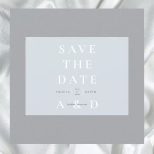 Enkel, modern Dusty Blue Monogram Spara datumet Vykort