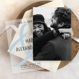 Enkel Modern DUSTY BLUE Photo Underlay Bröllop Spara Datumet