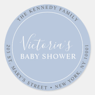 Enkel, modern Dusty Blue Return-adressetikett Runt Klistermärke