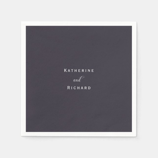 Enkel modern Eggplant Bröllop Cocktail Pappersservett (Framsidan)