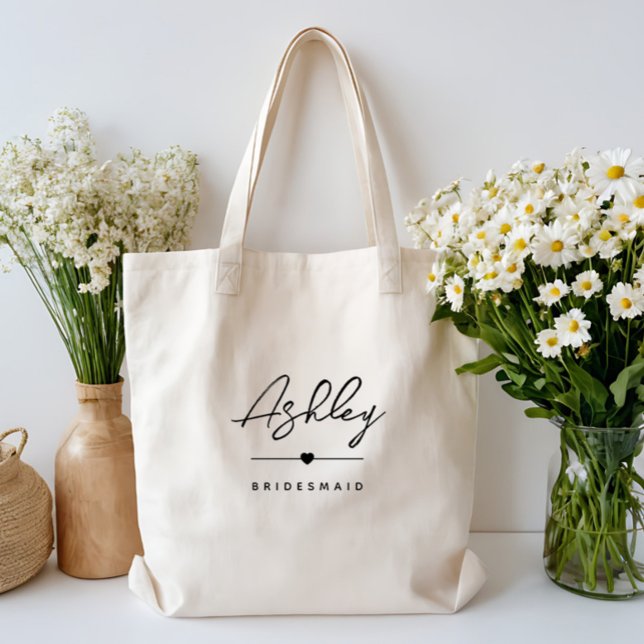 Enkel Modern Elegant Anpassad Brudtärna Namn Tygkasse (simple elegant personalized bridesmaid totebag)