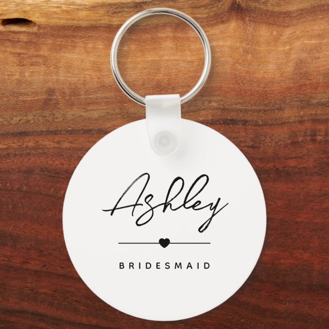 Enkel Modern Elegant Anpassningsbar Bridesmaid Nam Nyckelring (Framsida)