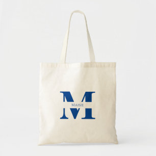 Enkel Modern Elegant Blue Personlig Monogram Tygkasse