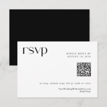 Enkel Modern Elegant Bröllops QR-kod RSVP-kort