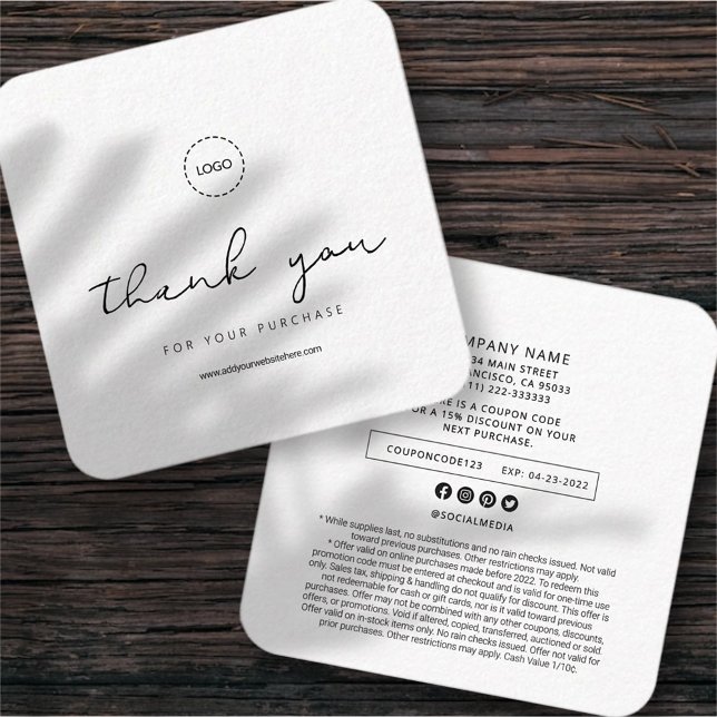 Enkel Modern Elegant Chic Business Promo-kupong Fyrkantigt Visitkort (Skapare uppladdad)