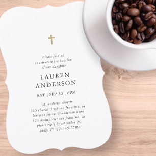 Enkel Modern Elegant Chic Kor-baptism Inbjudningar